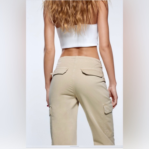 Zara high-rise straight cargo pants - Picture 3 of 6